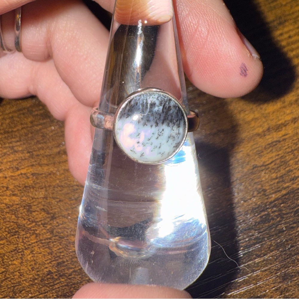 Dendritic Opal Ring Sterling Silver - image 1